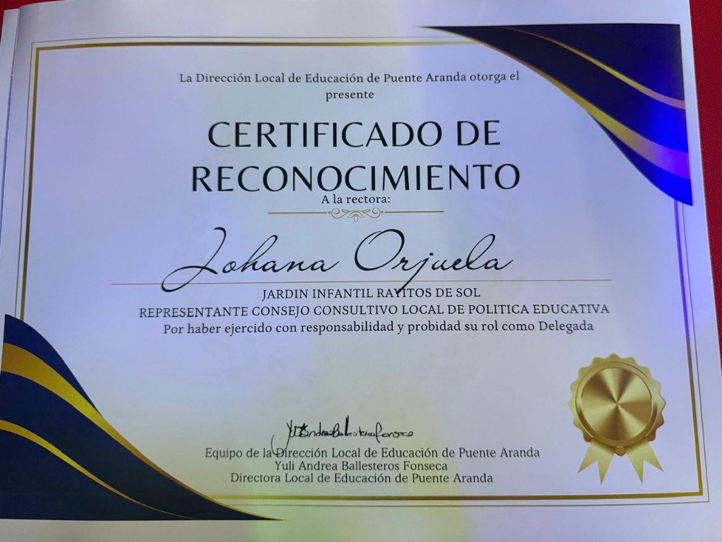 Reconocimiento Rectora Johana Orjuela - Consejo Consultivo Local